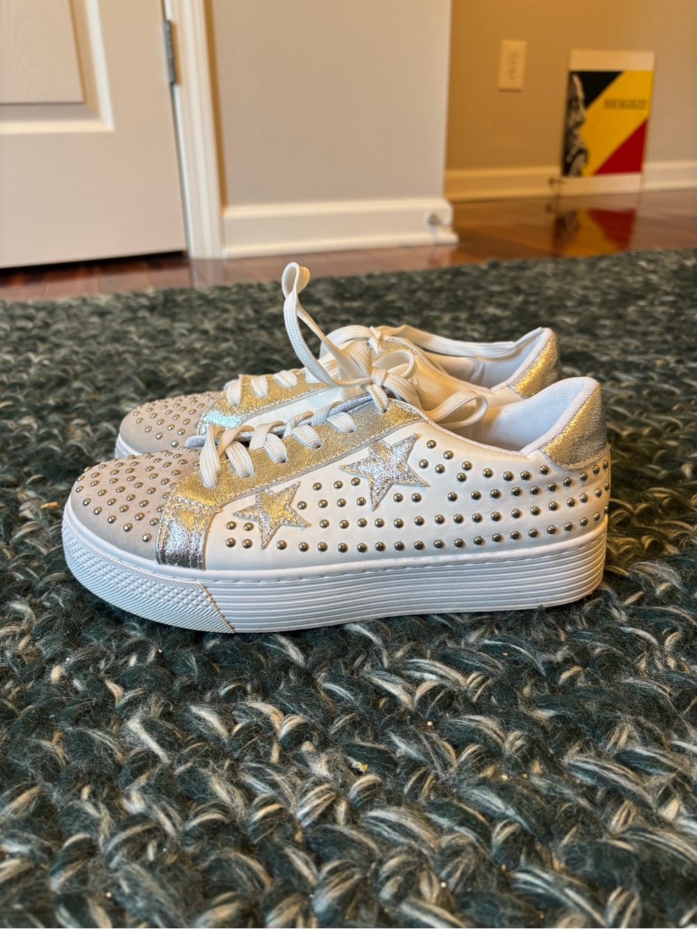 outwoods star studded metallic detail platform sneakers
